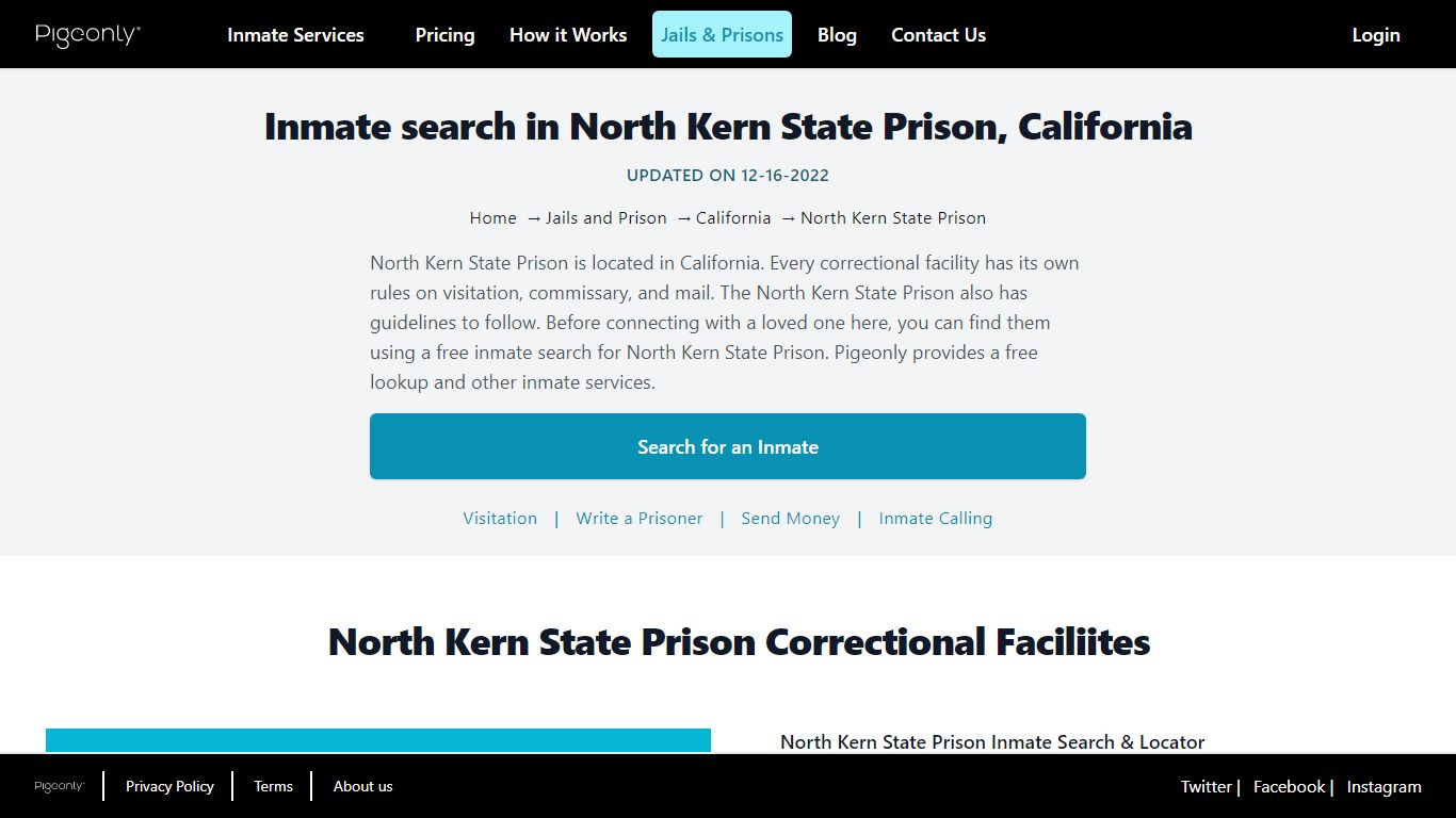 Inmate Search North Kern State Prison, California | Pigeonly